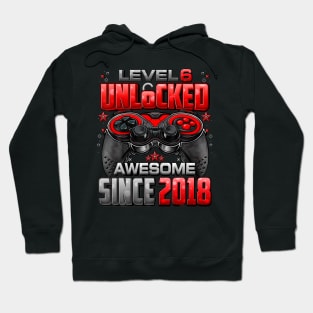 Level 6 Unlocked Awesome Since 2018 6Th Birthday Kids Gaming Hoodie
